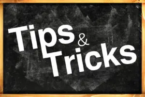 Tips and tricks title on black chalkboard