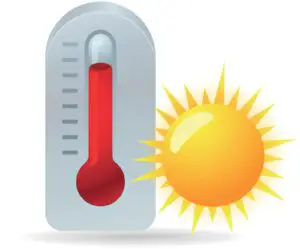 Thermometer icon in color. nature temperature hot humid