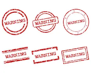 Warning stamps in red
