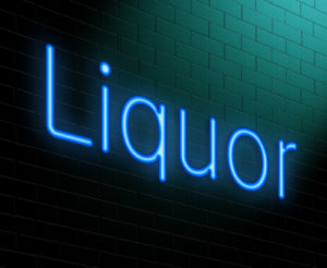 Illustration depicting an illuminated neon sign with a liquor concept.